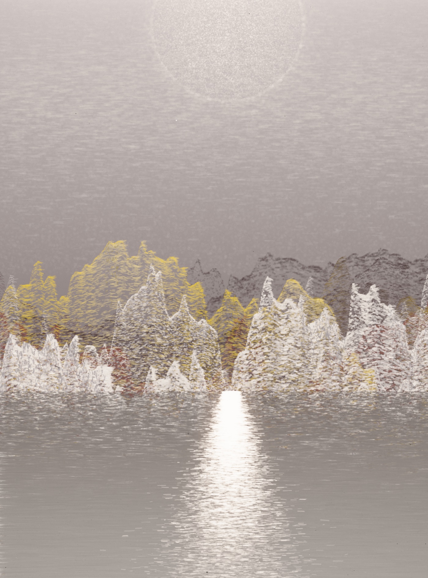 生涯 · Full Day: broken terra ridges catching yellow light over water
