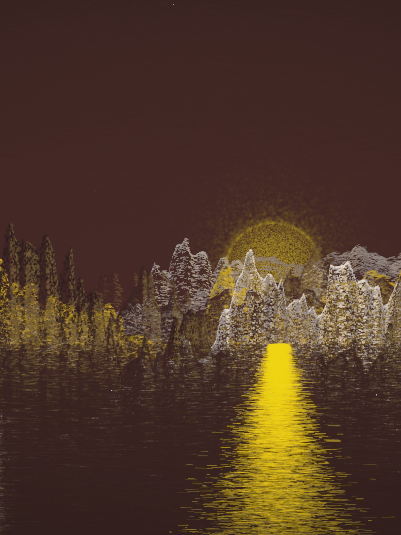 Candidate #1 frozen: the sun settled onto the horizon behind the ridges