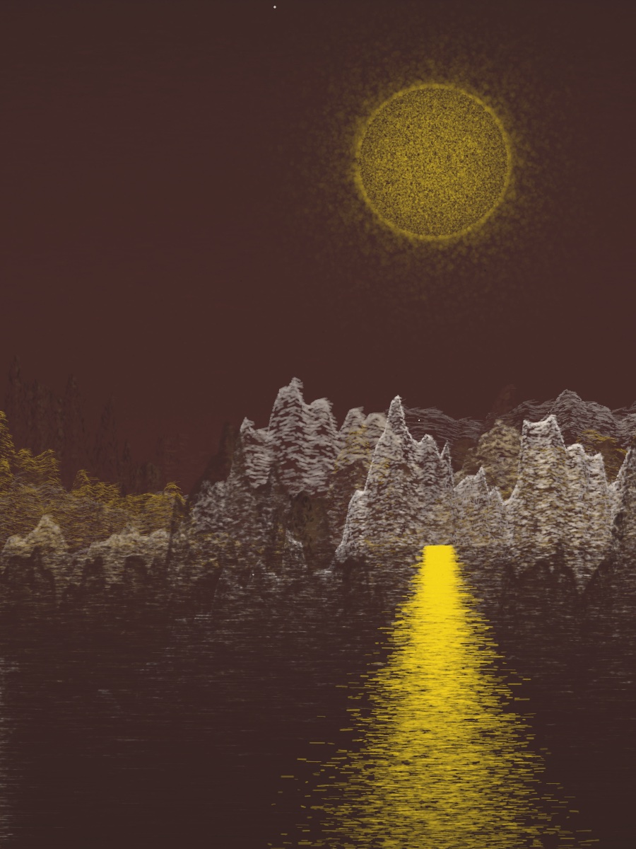 Candidate #1 repainted under the Saltflat register: the same land under a different sky
