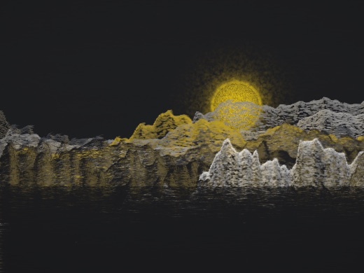 生涯 candidate #101, First Light, Sumi palette, Disc light over still water