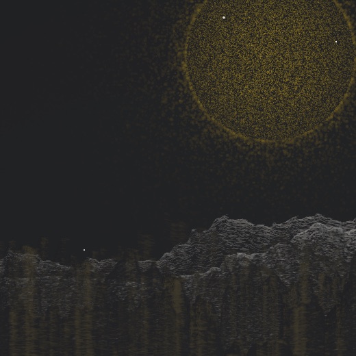 生涯 candidate #102, Saltflat, Sumi palette, Disc light over none water