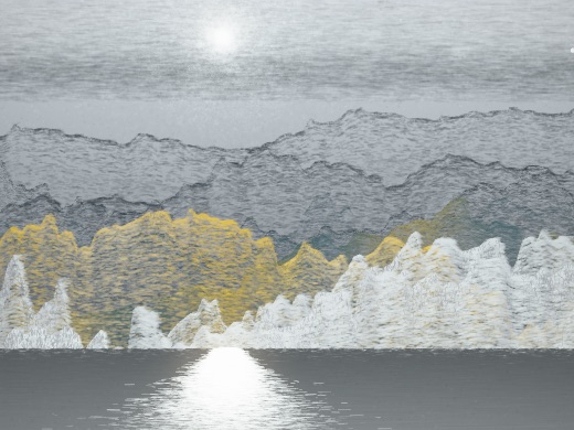 生涯 candidate #106, Weather, Tide palette, Veiled light over glittered water