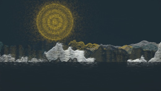 生涯 candidate #114, Saltflat, Tide palette, Ringed light over still water