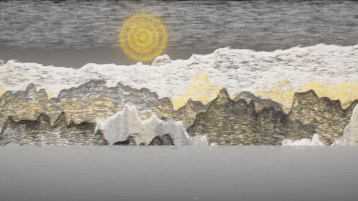 生涯 candidate #124, First Light, Nocturne palette, Ringed light over still water