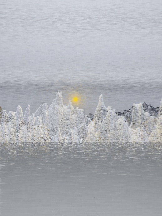 生涯 candidate #127, First Light, Esker palette, Veiled light over still water