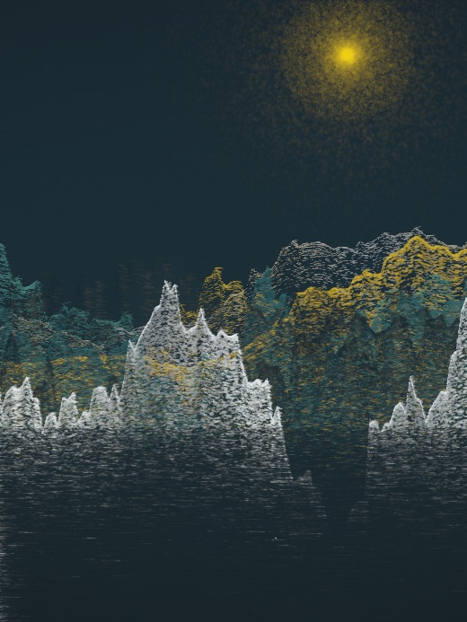 生涯 candidate #132, Full Day, Tide palette, Veiled light over still water