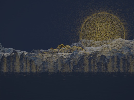 生涯 candidate #133, First Light, Esker palette, Disc light over still water