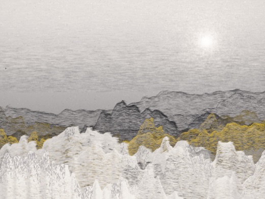生涯 candidate #141, Saltflat, Clay palette, Veiled light over none water