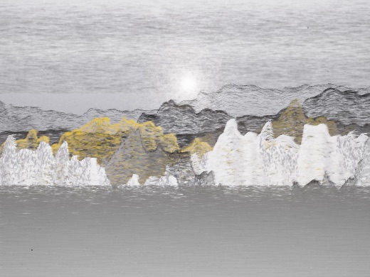 生涯 candidate #143, First Light, Signal palette, Veiled light over still water