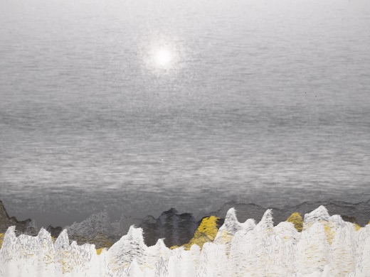 生涯 candidate #157, Weather, Sumi palette, Veiled light over none water
