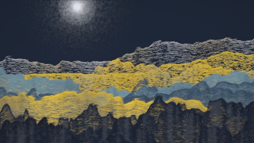 生涯 candidate #165, Full Day, Esker palette, Veiled light over none water