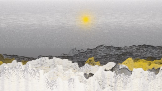 生涯 candidate #168, Saltflat, Oxide palette, Veiled light over none water