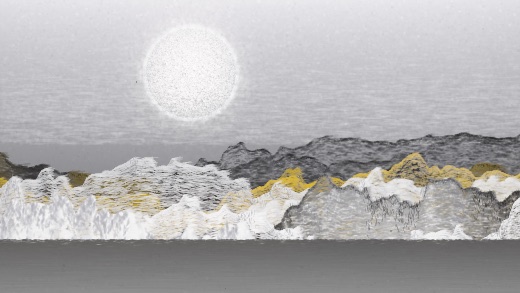 生涯 candidate #171, Saltflat, Signal palette, Disc light over still water