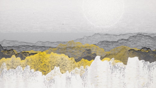 生涯 candidate #172, Full Day, Sumi palette, Disc light over none water