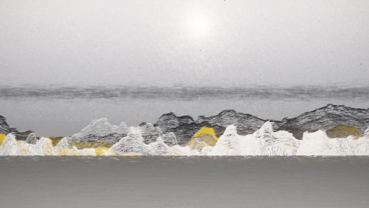 生涯 candidate #178, Nightfall, Sumi palette, Veiled light over still water