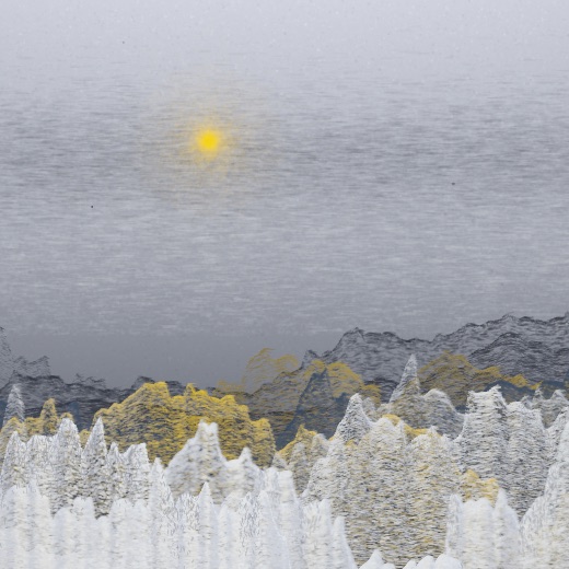 生涯 candidate #186, Saltflat, Esker palette, Veiled light over none water