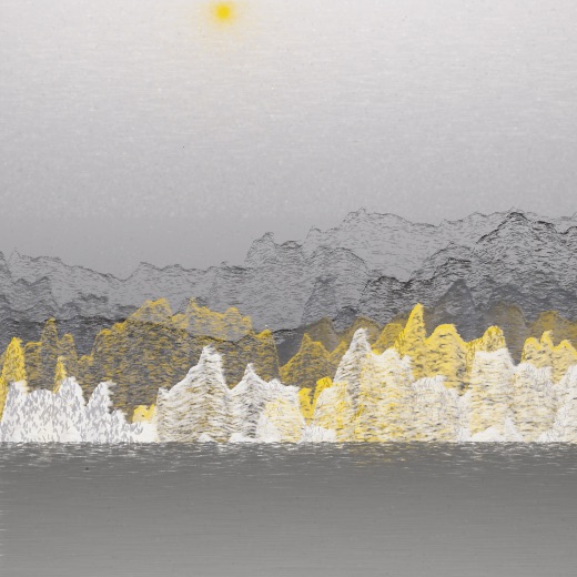 生涯 candidate #19, Full Day, Sumi palette, Veiled light over still water