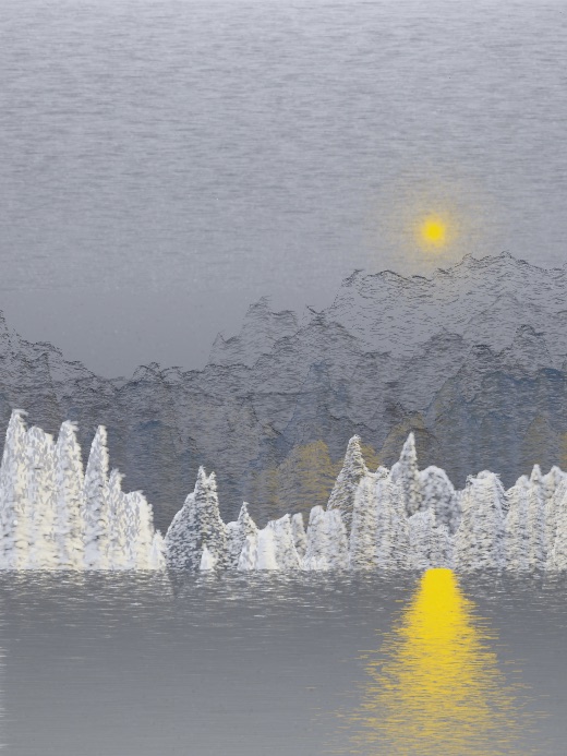 生涯 candidate #193, First Light, Esker palette, Veiled light over glittered water