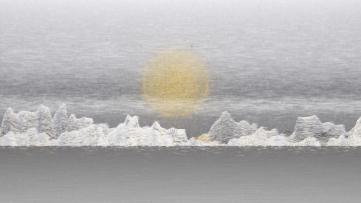 生涯 candidate #195, Saltflat, Signal palette, Disc light over still water