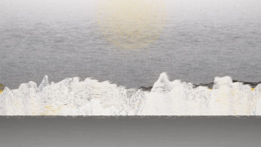 生涯 candidate #207, Full Day, Sumi palette, Disc light over still water