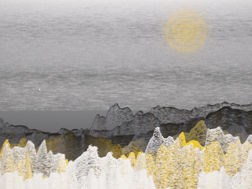 生涯 candidate #211, Full Day, Sumi palette, Ringed light over none water