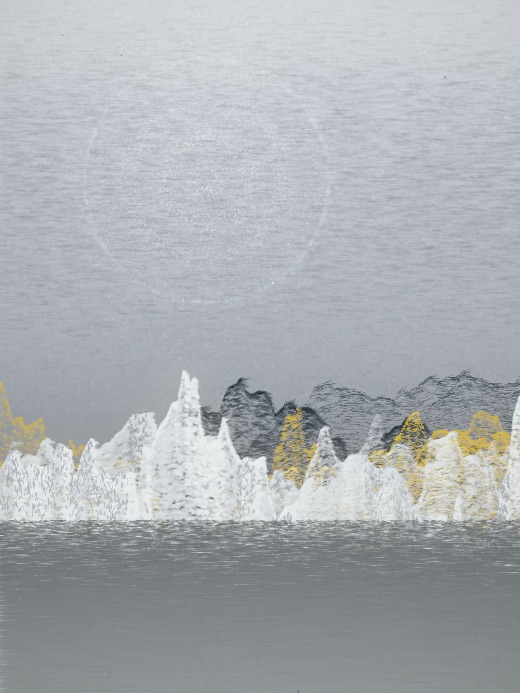 生涯 candidate #213, Nightfall, Tide palette, Ringed light over still water