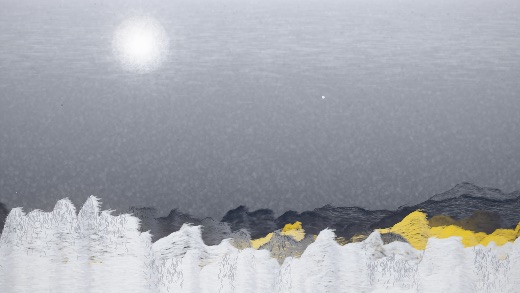 生涯 candidate #216, Nightfall, Esker palette, Veiled light over none water
