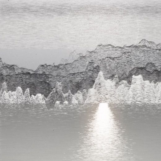 生涯 candidate #219, First Light, Oxide palette, Disc light over glittered water