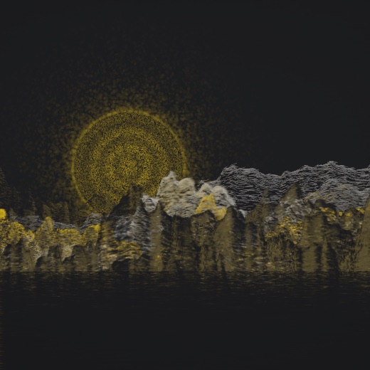 生涯 candidate #228, First Light, Indigo palette, Ringed light over still water