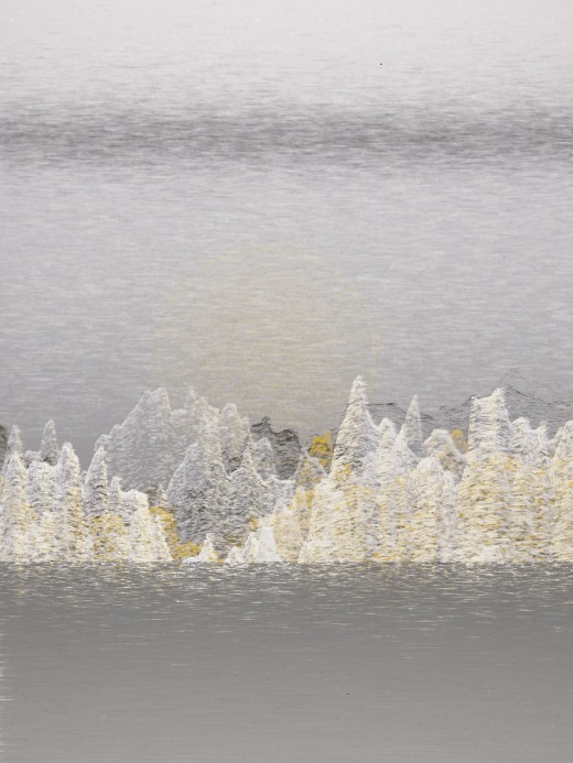 生涯 candidate #238, First Light, Sumi palette, Disc light over still water