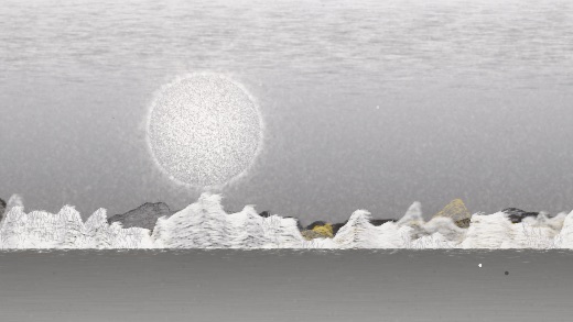 生涯 candidate #239, Saltflat, Sumi palette, Disc light over still water
