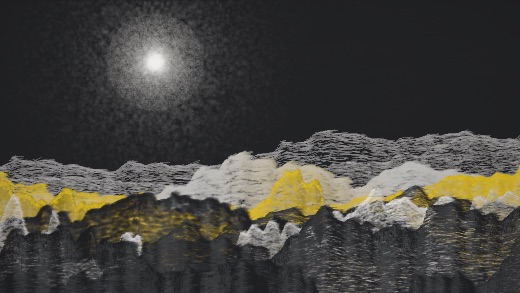 生涯 candidate #54, Weather, Indigo palette, Veiled light over none water