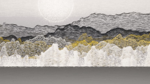 生涯 candidate #56, Saltflat, Clay palette, Disc light over still water