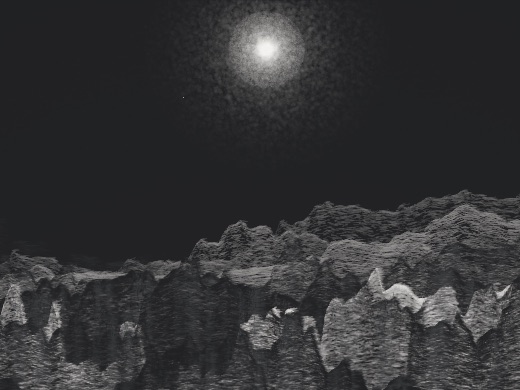 生涯 candidate #86, Saltflat, Sumi palette, Veiled light over none water