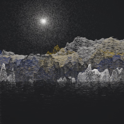 生涯 candidate #9, Weather, Indigo palette, Veiled light over still water