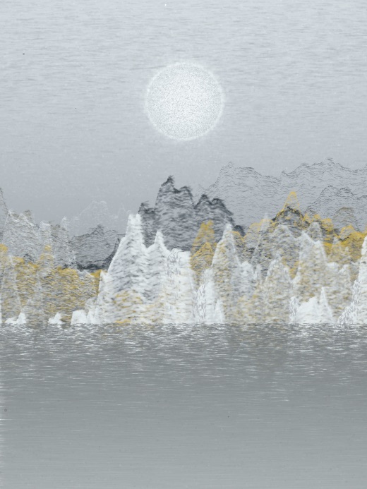 生涯 candidate #90, Saltflat, Tide palette, Disc light over still water