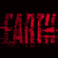 The word EARTH in heavy distressed red letters on black, letterboxed