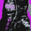 A figure in white and grey against hard magenta, mostly in shadow